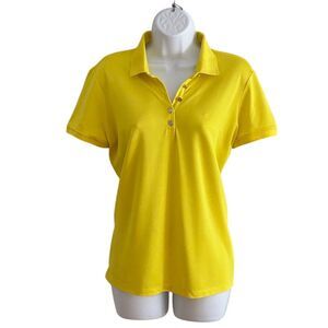 Lauren Ralph Lauren Women's Yellow Polo Shirt Size L Short Sleeve
